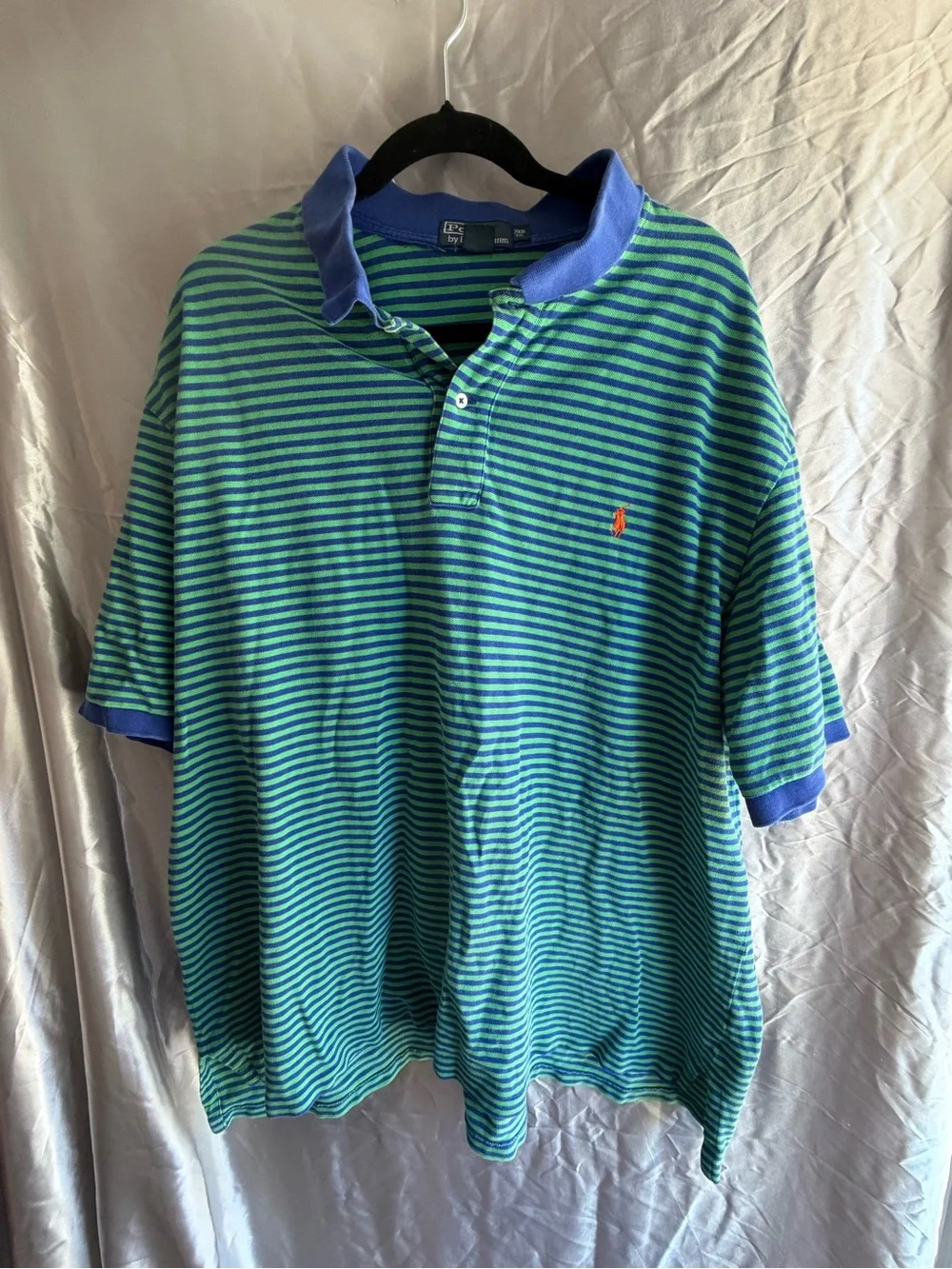Vintage Polo by Ralph Lauren Men's Green & Blue Striped Polo Shirt Size 3XL